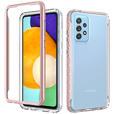 Samsung Galaxy A52 4G用360度 フルカバー ハイブリットバンパーケース クリア透明 プラスチック カバー JX1 サムスン ローズゴールド