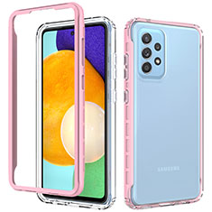 Samsung Galaxy A52 4G用360度 フルカバー ハイブリットバンパーケース クリア透明 プラスチック カバー JX1 サムスン ピンク