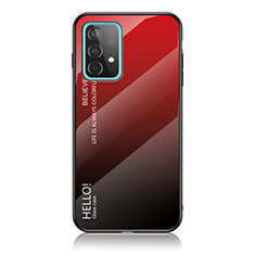Samsung Galaxy A52 5G用ハイブリットバンパーケース プラスチック 鏡面 虹 グラデーション 勾配色 カバー LS1 サムスン レッド