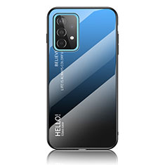 Samsung Galaxy A52 5G用ハイブリットバンパーケース プラスチック 鏡面 虹 グラデーション 勾配色 カバー LS1 サムスン ネイビー