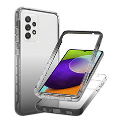 Samsung Galaxy A52 5G用前面と背面 360度 フルカバー 極薄ソフトケース シリコンケース 耐衝撃 全面保護 バンパー 勾配色 透明 JX1 サムスン ブラック