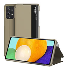 Samsung Galaxy A52 5G用手帳型 レザーケース スタンド カバー ZL1 サムスン ゴールド