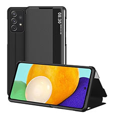 Samsung Galaxy A52 5G用手帳型 レザーケース スタンド カバー ZL1 サムスン ブラック
