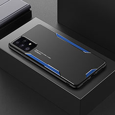 Samsung Galaxy A52 5G用ケース 高級感 手触り良い アルミメタル 製の金属製 兼シリコン カバー サムスン ネイビー