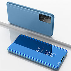 Samsung Galaxy A52 5G用手帳型 レザーケース スタンド 鏡面 カバー ZL1 サムスン ネイビー