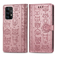 Samsung Galaxy A52s 5G用手帳型 レザーケース スタンド パターン カバー S03D サムスン ピンク