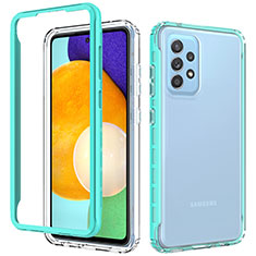 Samsung Galaxy A52s 5G用360度 フルカバー ハイブリットバンパーケース クリア透明 プラスチック カバー JX1 サムスン ブルー