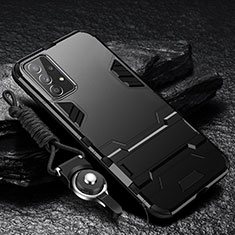 Samsung Galaxy A52s 5G用ハイブリットバンパーケース スタンド プラスチック 兼シリコーン カバー R01 サムスン ブラック