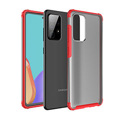 Samsung Galaxy A52s 5G用ハイブリットバンパーケース クリア透明 プラスチック カバー サムスン レッド