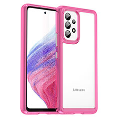 Samsung Galaxy A53 5G用ハイブリットバンパーケース クリア透明 プラスチック カバー J01S サムスン ローズレッド