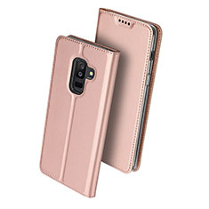 Samsung Galaxy A6 Plus (2018)用手帳型 レザーケース スタンド サムスン ピンク