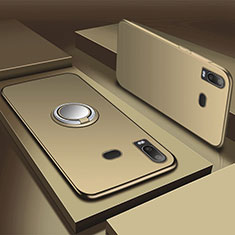 Samsung Galaxy A6s用極薄ソフトケース シリコンケース 耐衝撃 全面保護 アンド指輪 マグネット式 バンパー サムスン ゴールド