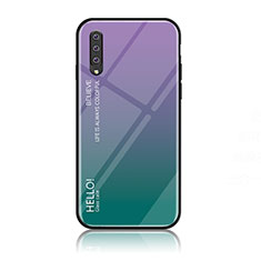 Samsung Galaxy A70用ハイブリットバンパーケース プラスチック 鏡面 虹 グラデーション 勾配色 カバー LS1 サムスン マルチカラー