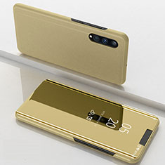 Samsung Galaxy A70用手帳型 レザーケース スタンド 鏡面 カバー ZL1 サムスン ゴールド