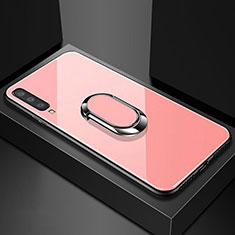 Samsung Galaxy A70用ハイブリットバンパーケース プラスチック 鏡面 カバー アンド指輪 マグネット式 サムスン ローズゴールド