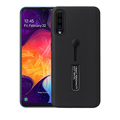 Samsung Galaxy A70用ハイブリットバンパーケース スタンド プラスチック 兼シリコーン カバー R04 サムスン ブラック