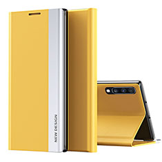 Samsung Galaxy A70S用手帳型 レザーケース スタンド カバー QH1 サムスン イエロー