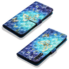 Samsung Galaxy A70S用手帳型 レザーケース スタンド パターン カバー Y03B サムスン ブルー