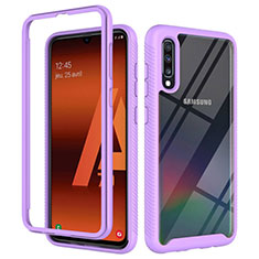 Samsung Galaxy A70S用360度 フルカバー ハイブリットバンパーケース クリア透明 プラスチック カバー ZJ1 サムスン ラベンダー