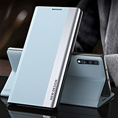Samsung Galaxy A70S用手帳型 レザーケース スタンド カバー QH3 サムスン ライトブルー