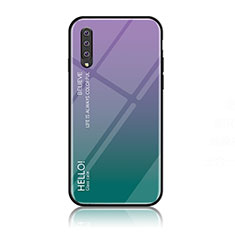 Samsung Galaxy A70S用ハイブリットバンパーケース プラスチック 鏡面 虹 グラデーション 勾配色 カバー LS1 サムスン マルチカラー