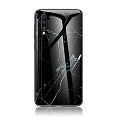 Samsung Galaxy A70S用ハイブリットバンパーケース プラスチック パターン 鏡面 カバー LS2 サムスン ブラック
