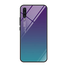 Samsung Galaxy A70S用ハイブリットバンパーケース プラスチック 鏡面 虹 グラデーション 勾配色 カバー H01 サムスン パープル