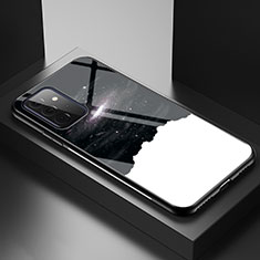Samsung Galaxy A72 4G用ハイブリットバンパーケース プラスチック パターン 鏡面 カバー LS1 サムスン ブラック