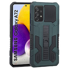 Samsung Galaxy A72 4G用ハイブリットバンパーケース スタンド プラスチック 兼シリコーン カバー ZJ1 サムスン グリーン