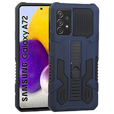 Samsung Galaxy A72 4G用ハイブリットバンパーケース スタンド プラスチック 兼シリコーン カバー ZJ1 サムスン ネイビー