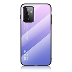Samsung Galaxy A72 4G用ハイブリットバンパーケース プラスチック 鏡面 虹 グラデーション 勾配色 カバー LS1 サムスン ラベンダー