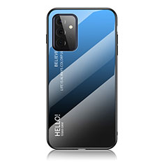Samsung Galaxy A72 4G用ハイブリットバンパーケース プラスチック 鏡面 虹 グラデーション 勾配色 カバー LS1 サムスン ネイビー