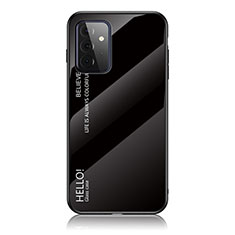 Samsung Galaxy A72 4G用ハイブリットバンパーケース プラスチック 鏡面 虹 グラデーション 勾配色 カバー LS1 サムスン ブラック