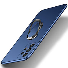 Samsung Galaxy A72 4G用ハードケース プラスチック 質感もマット アンド指輪 マグネット式 YK1 サムスン ネイビー