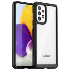 Samsung Galaxy A73 5G用ハイブリットバンパーケース クリア透明 プラスチック カバー J01S サムスン ブラック