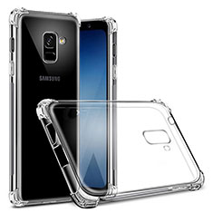 Samsung Galaxy A8+ A8 Plus (2018) Duos A730F用極薄ソフトケース シリコンケース 耐衝撃 全面保護 クリア透明 T03 サムスン クリア