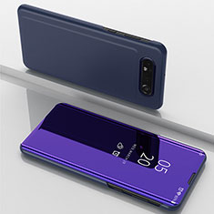 Samsung Galaxy A80用手帳型 レザーケース スタンド 鏡面 カバー ZL1 サムスン パープル