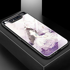 Samsung Galaxy A80用ハイブリットバンパーケース プラスチック パターン 鏡面 カバー S01 サムスン パープル