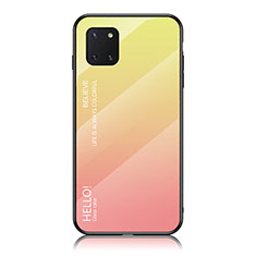 Samsung Galaxy A81用ハイブリットバンパーケース プラスチック 鏡面 虹 グラデーション 勾配色 カバー LS1 サムスン イエロー