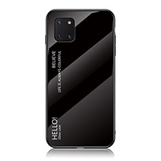 Samsung Galaxy A81用ハイブリットバンパーケース プラスチック 鏡面 虹 グラデーション 勾配色 カバー LS1 サムスン ブラック
