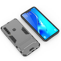 Samsung Galaxy A9 (2018) A920用ハイブリットバンパーケース スタンド プラスチック 兼シリコーン カバー T02 サムスン グレー