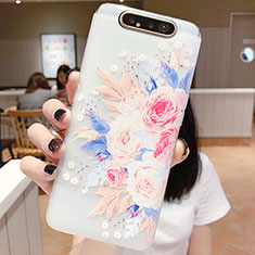 Samsung Galaxy A90 4G用シリコンケース ソフトタッチラバー 花 カバー S03 サムスン マルチカラー