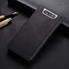 Samsung Galaxy A90 4G用手帳型 レザーケース スタンド カバー T01 サムスン ブラック