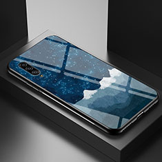 Samsung Galaxy A90 5G用ハイブリットバンパーケース プラスチック パターン 鏡面 カバー LS1 サムスン ネイビー