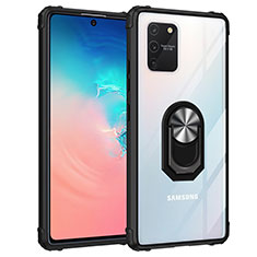 Samsung Galaxy A91用ハイブリットバンパーケース プラスチック アンド指輪 マグネット式 MQ2 サムスン シルバー・ブラック