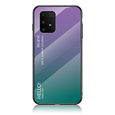 Samsung Galaxy A91用ハイブリットバンパーケース プラスチック 鏡面 虹 グラデーション 勾配色 カバー LS1 サムスン マルチカラー