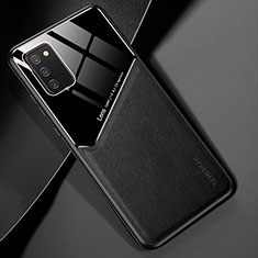 Samsung Galaxy F02S SM-E025F用シリコンケース ソフトタッチラバー レザー柄 アンドマグネット式 サムスン ブラック