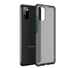 Samsung Galaxy F02S SM-E025F用ハイブリットバンパーケース クリア透明 プラスチック カバー サムスン グリーン