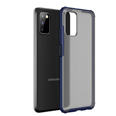 Samsung Galaxy F02S SM-E025F用ハイブリットバンパーケース クリア透明 プラスチック カバー サムスン ネイビー