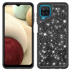 Samsung Galaxy F12用ハイブリットバンパーケース ブリンブリン カバー 前面と背面 360度 フル JX1 サムスン ブラック